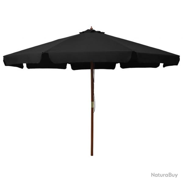 Parasol d'extrieur avec mt en bois 330 cm Noir alsavelo