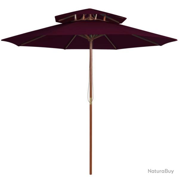 Parasol  deux tages avec mt en bois rouge bordeaux 270 cm alsavelo