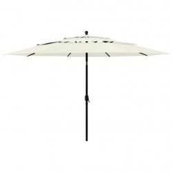 Parasol de jardin à 3 niveaux avec mât en aluminium sable 3,5 m alsavelo