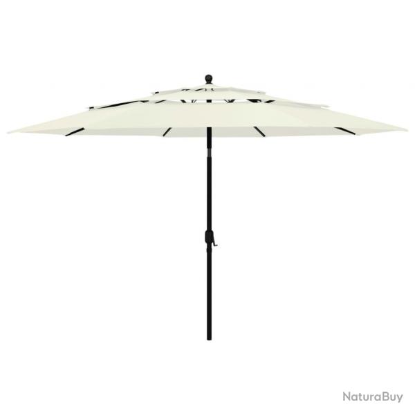 Parasol de jardin  3 niveaux avec mt en aluminium sable 3,5 m alsavelo