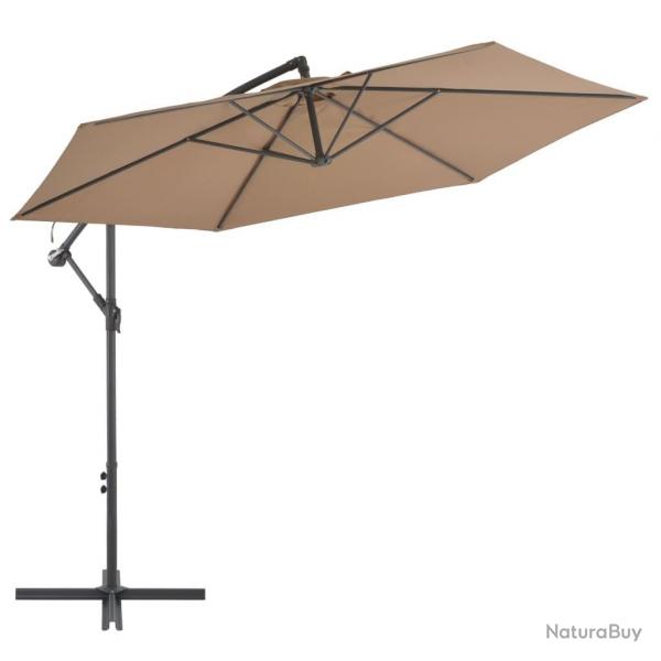 Parasol de jardin en porte--faux et poteau en aluminium taupe alsavelo