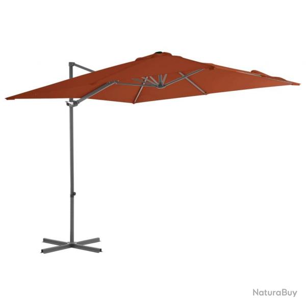 Parasol de jardin en porte--faux avec mt en acier terre cuite alsavelo