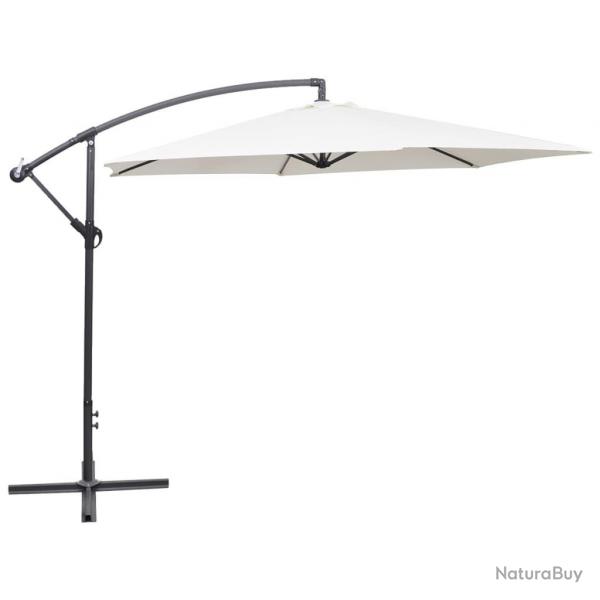 Parasol de jardin en porte--faux 3 m blanc sable alsavelo