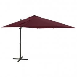 Parasol de jardin en porte-à-faux avec mât et lumières LED alsavelo