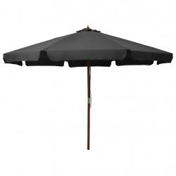 Parasol d'extérieur avec mât en bois 330 cm Anthracite alsavelo