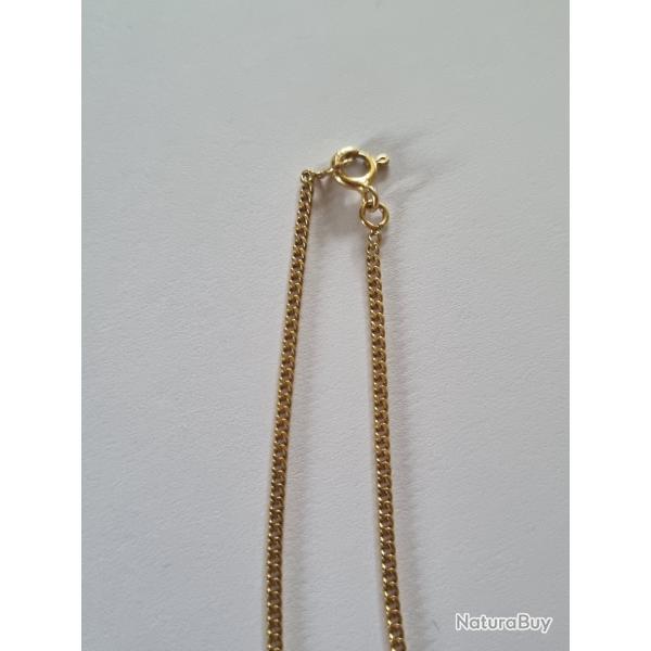 Chane , Collier OR 18K Maille Gourmette Poinonne Tte d'Aigle , 52cm , 4,7g