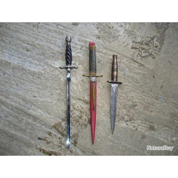 lot de 3 jolies dagues type  " pique couille "