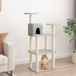 Arbre à chat avec griffoirs en sisal gris clair 118,5 cm alsavelo