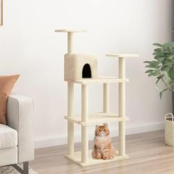 Arbre à chat avec griffoirs en sisal crème 118,5 cm alsavelo