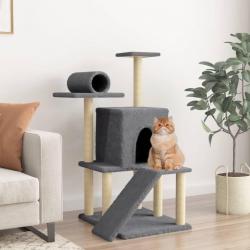 Arbre à chat avec griffoirs en sisal gris foncé 110,5 cm alsavelo