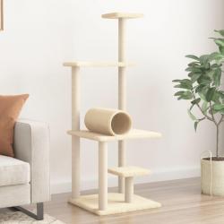 Arbre à chat avec griffoirs en sisal crème 136 cm alsavelo