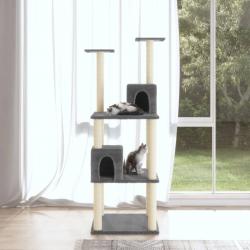 Arbre à chat avec griffoirs en sisal Gris foncé 141 cm alsavelo