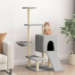 Arbre à chat avec griffoirs en sisal gris clair 130,5 cm alsavelo