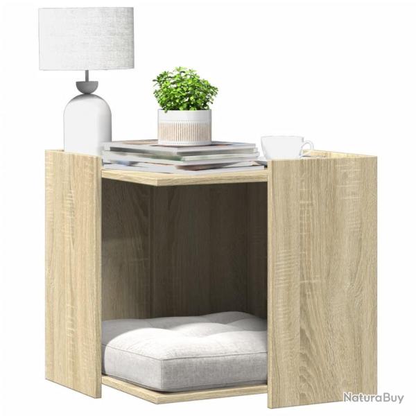 Meuble de bac  litire pour chat chne sonoma bois ingnierie alsavelo