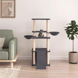 Arbre à chat avec griffoirs en sisal gris foncé 133 cm alsavelo