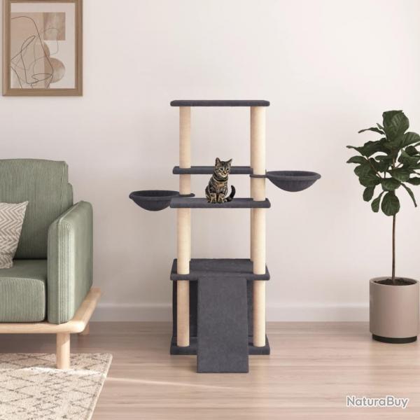 Arbre  chat avec griffoirs en sisal gris fonc 133 cm alsavelo