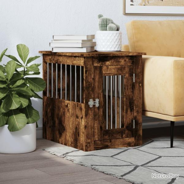 Meuble de cage pour chiens chne fum 45x62x59 cm alsavelo