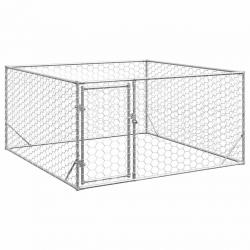 Chenil d'extérieur pour chiens porte 2x2x1 m acier galvanisé alsavelo