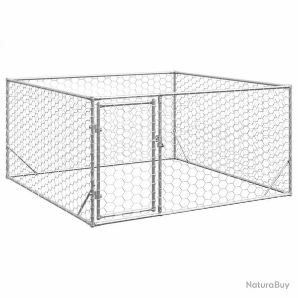 Chenil d'extrieur pour chiens porte 2x2x1 m acier galvanis alsavelo
