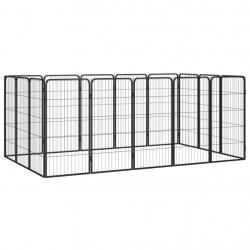 Parc pour chien 16panneaux Noir 50x100cm Acier enduit de poudre alsavelo