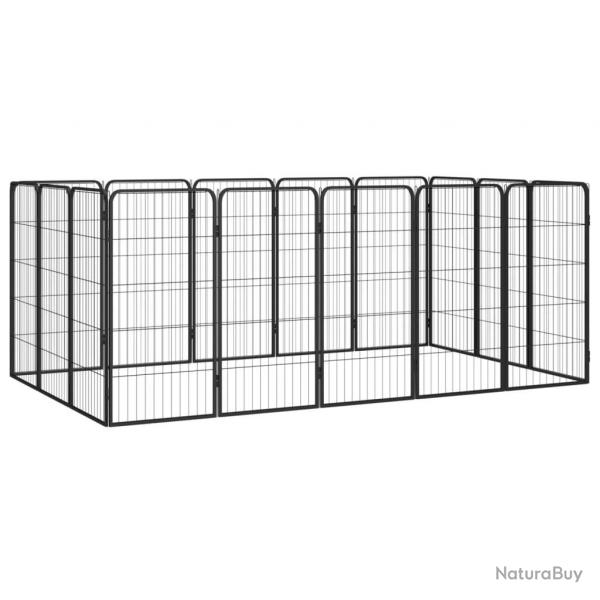 Parc pour chien 16panneaux Noir 50x100cm Acier enduit de poudre alsavelo