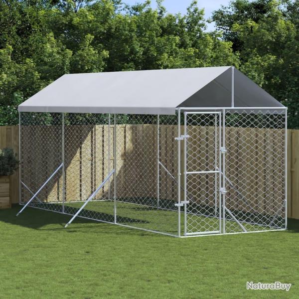 Chenil d'extrieur pour chiens avec toit argent 2x6x2,5 m alsavelo