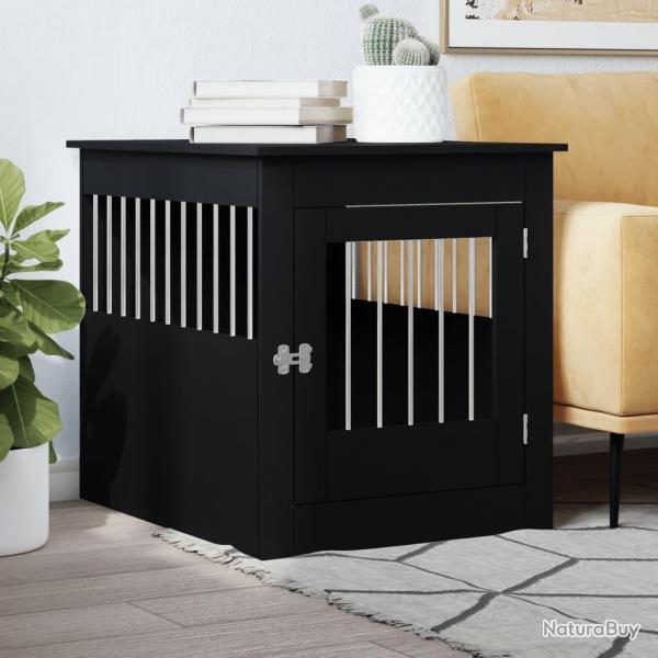 Meuble de cage pour chiens noir 64,5x80x71 cm bois d'ingnierie alsavelo