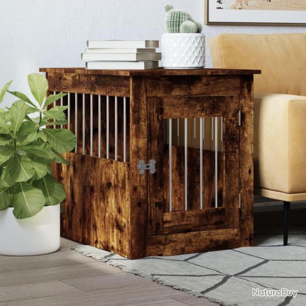 Meuble de cage pour chiens chne fum 55x75x65 cm alsavelo
