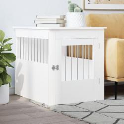 Meuble de cage pour chiens blanc 64,5x80x71cm bois d'ingénierie alsavelo