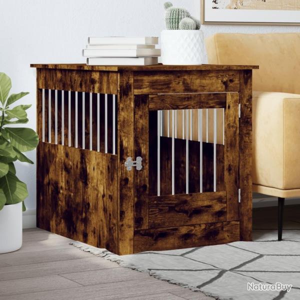 Meuble de cage pour chiens chne fum 64,5x80x71 cm alsavelo