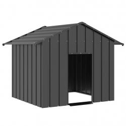 Niche pour chien avec toit noir 131x101x102 cm acier galvanisé alsavelo