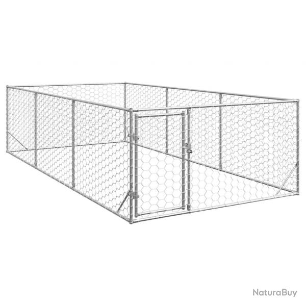 Chenil d'extrieur pour chiens porte 2x4x1 m acier galvanis alsavelo