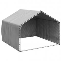 Chenil d'extérieur pour chiens housse 2x2x1,5 m acier galvanisé alsavelo