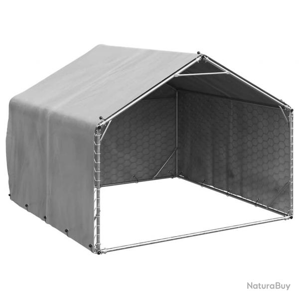 Chenil d'extrieur pour chiens housse 2x2x1,5 m acier galvanis alsavelo