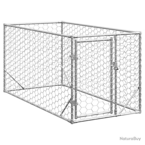 Chenil d'extrieur pour chiens porte 2x1x1 m acier galvanis alsavelo