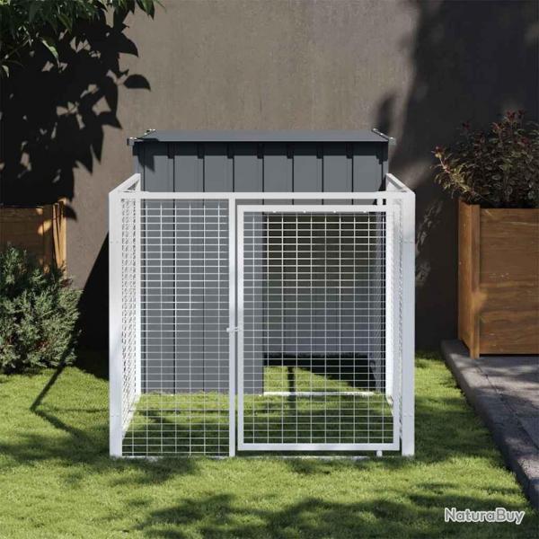 Niche pour chien avec cour anthracite 110x201x110 cm alsavelo