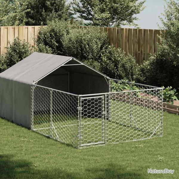 Niche d'extrieur pour chien enclos 4x2x1,5 m acier galvanis alsavelo
