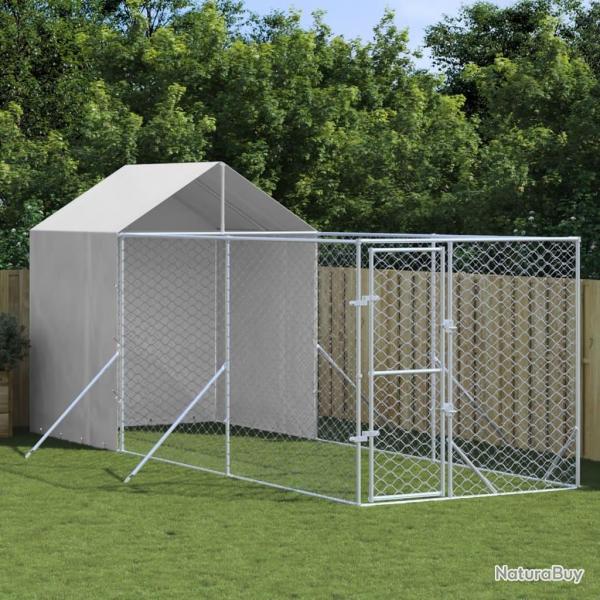 Chenil d'extrieur pour chiens avec toit argent 2x6x2,5 m alsavelo