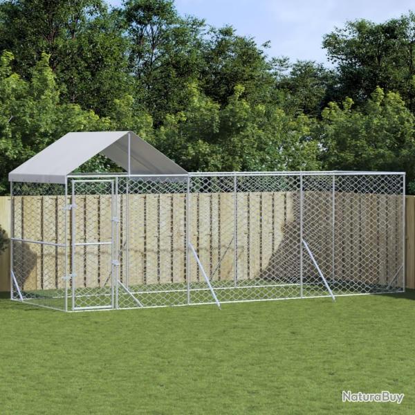 Chenil d'extrieur pour chiens avec toit argent 6x2x2,5 m alsavelo