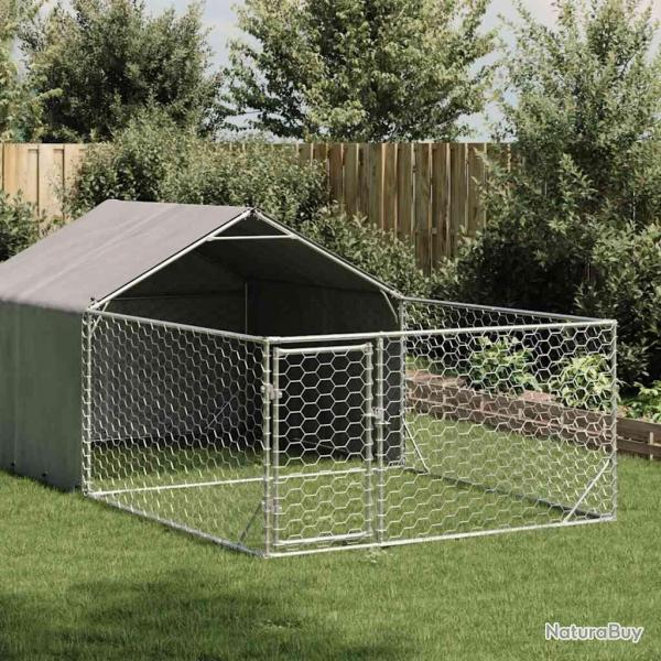 Niche d'extrieur pour chien enclos 5x2x1,5 m acier galvanis alsavelo