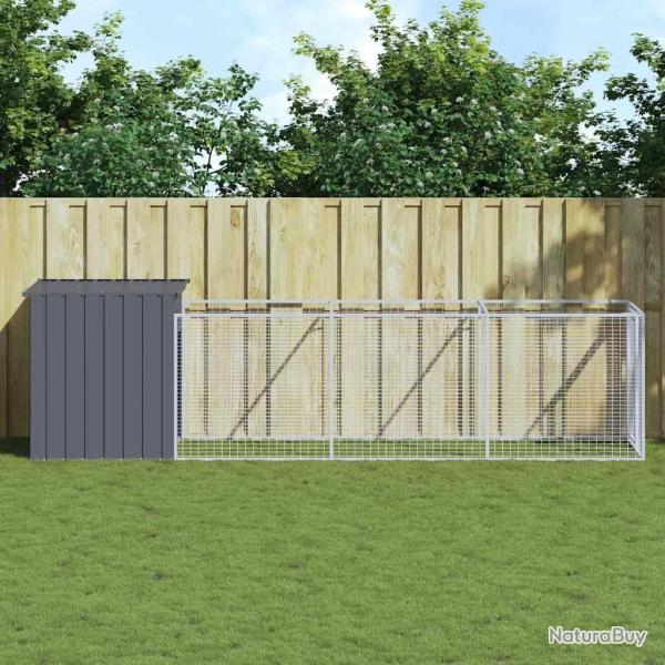 Niche pour chien avec cour anthracite 110x405x110 cm alsavelo