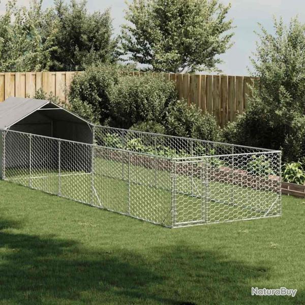 Niche d'extrieur pour chien enclos 8x2x1,5 m acier galvanis alsavelo
