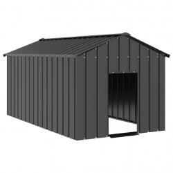 Niche pour chien avec toit noir 114x202x101 cm acier galvanisé alsavelo