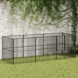 Parc pour chien 8 panneaux noir acier galvanisé alsavelo