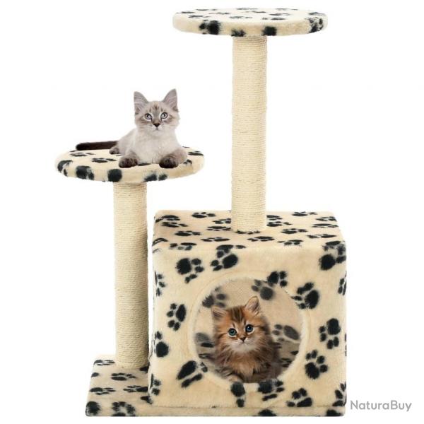 Arbre  chat avec griffoir en sisal 60 cm Beige Motif de pattes alsavelo