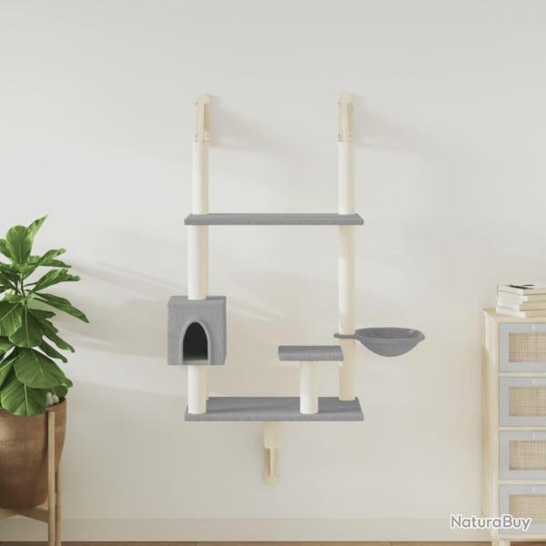 Arbre  chat mural avec griffoir gris clair 153 cm alsavelo