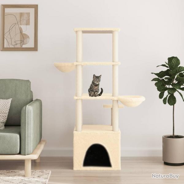 Arbre  chat avec griffoirs en sisal crme 147 cm alsavelo