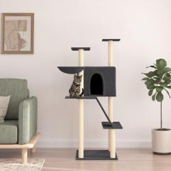 Arbre à chat avec griffoirs en sisal gris foncé 143 cm alsavelo