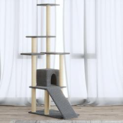 Arbre à chat avec griffoirs en sisal Gris clair 155 cm alsavelo