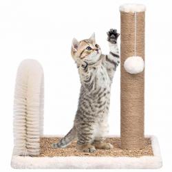 Arbre à chat avec brosse de toilettage en arche et grattoir alsavelo